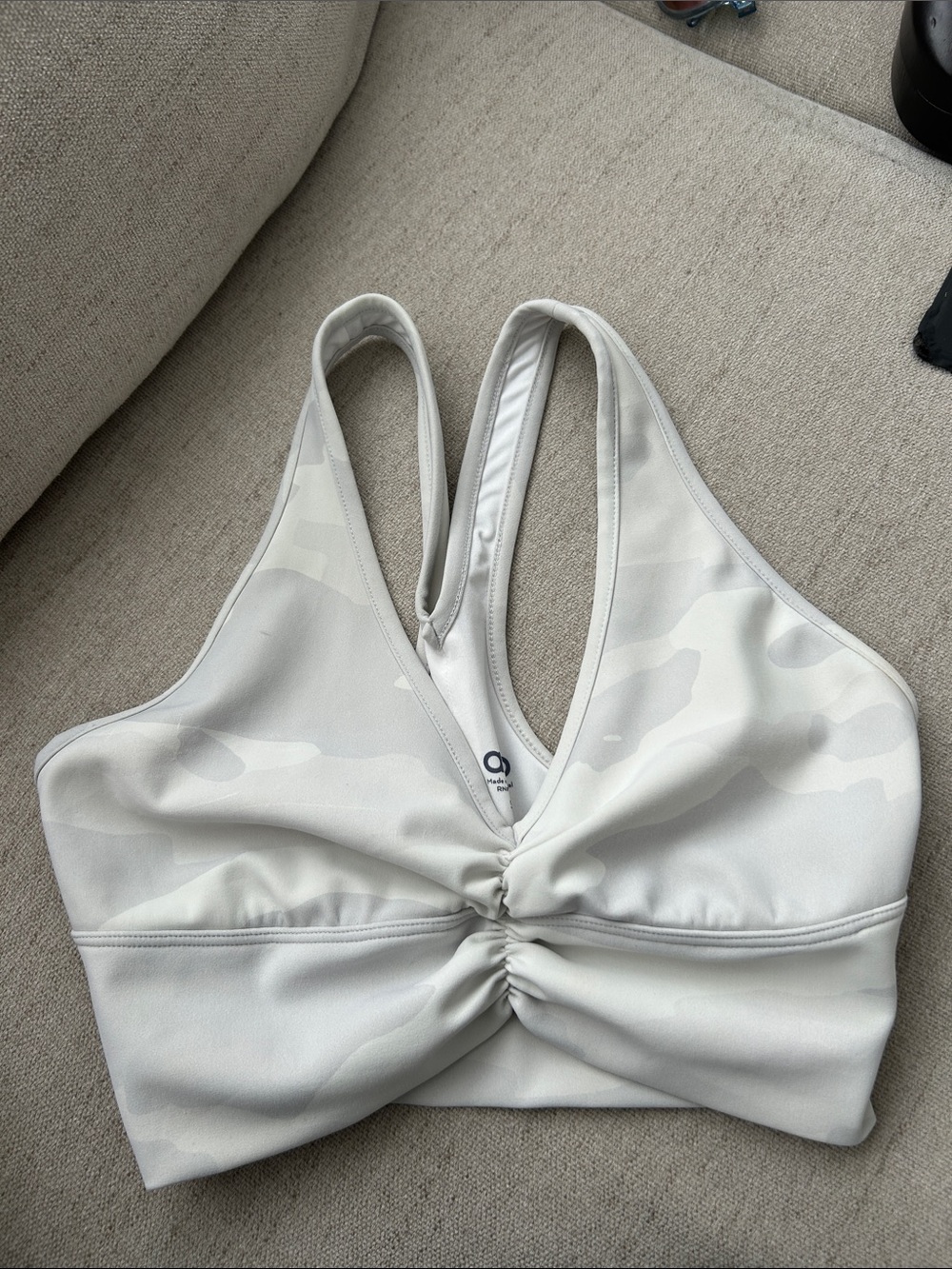 Light Cream Camo Sports Bra - Women's Intimates Wild Thing Bra - Picture 1 of 5